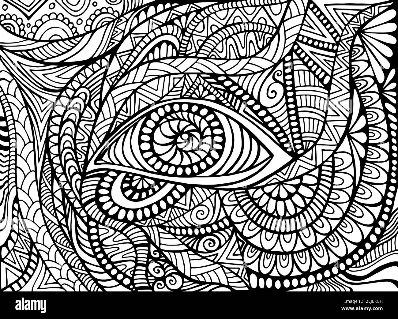 Shamanic Eye Psychedelic Trippy Coloring Page For Adult With Bizarre Ornaments Fantastic Background Stock Vector Image Art Alamy