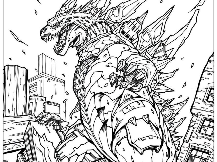 Shin Godzilla City Attack 2 Coloring Page Free PDF PNG Printable