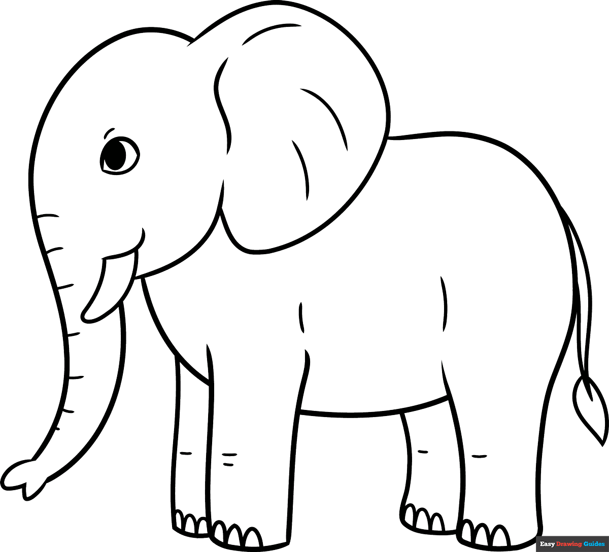 Simple Elephant Coloring Page Easy Drawing Guides Simple Elephant Coloring Page Easy Drawing Guides