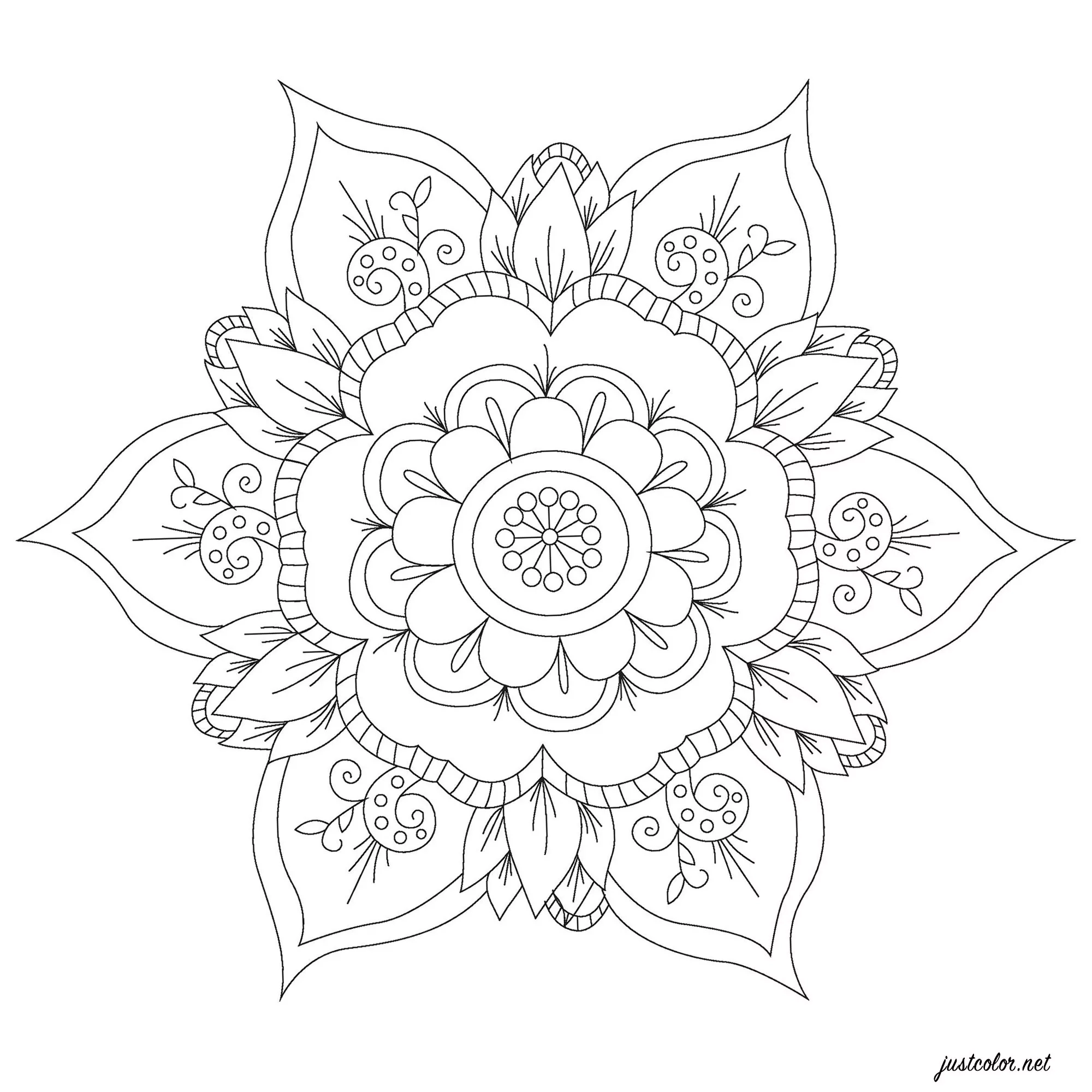 Simple Mandala With Flowers Petals Mandalas Coloring Pages For Adults Simple Mandala With Flowers Petals Mandalas Coloring Pages For Adults