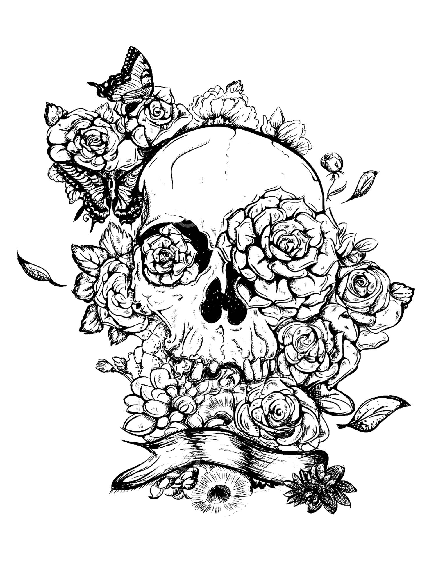 Skeleton And Roses For Tattoo Tattoo Coloring Pages Skeleton And Roses For Tattoo Tattoo Coloring Pages