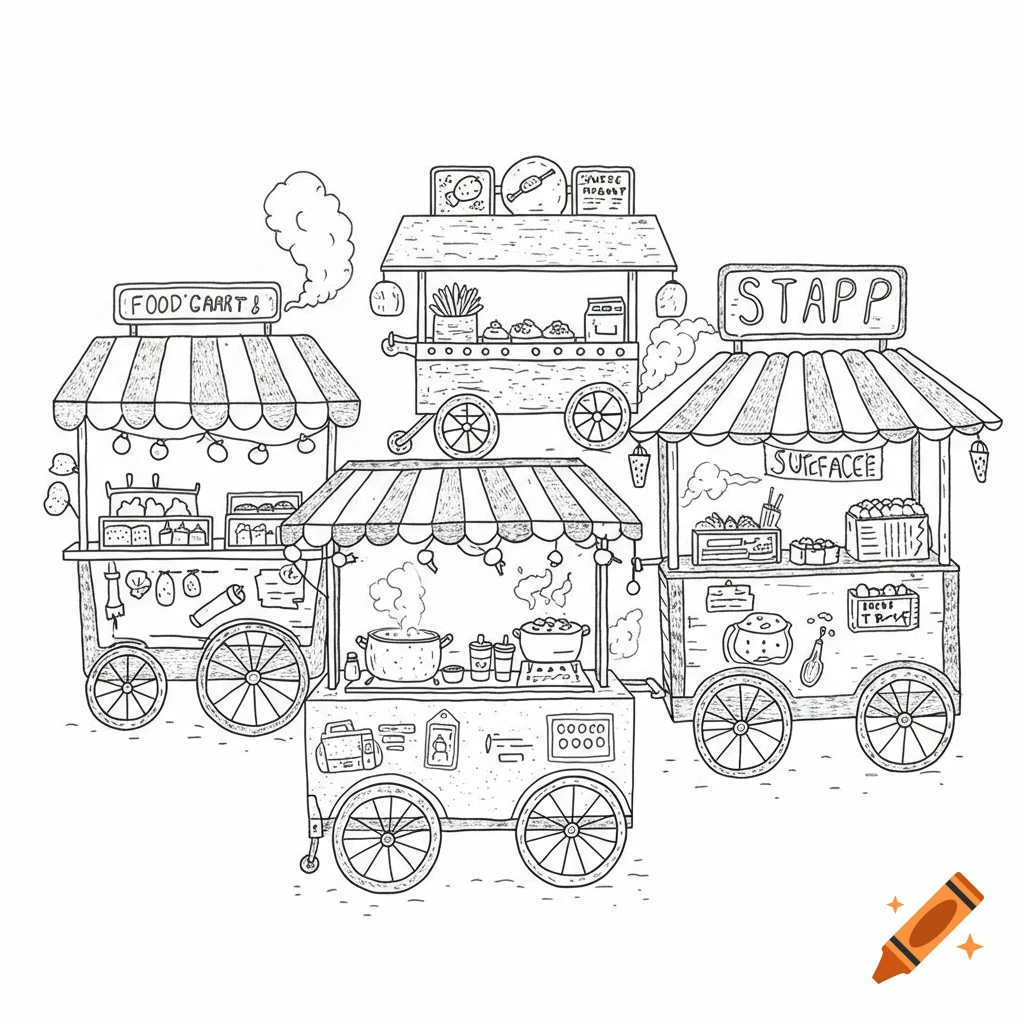 Sketch Of A Food Fair Created On Craiyon