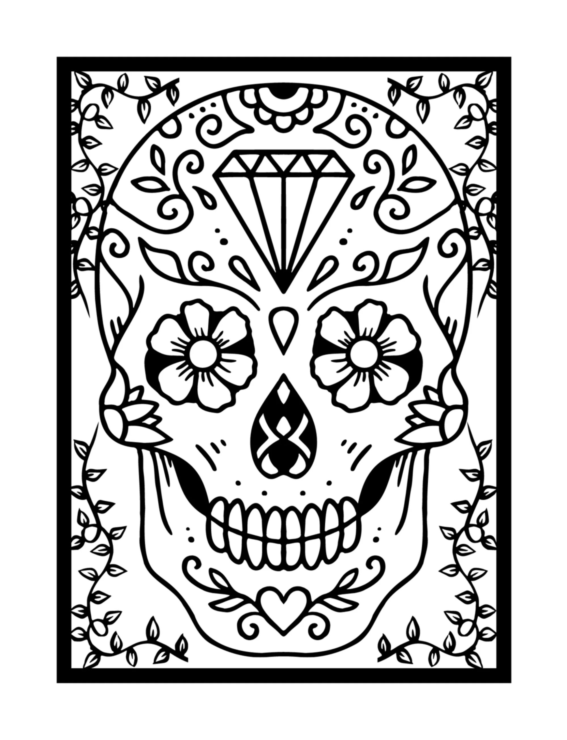 Skull Coloring Page Calavera Coloring For Adults Day Of The Dead Sugar Skull Decor Etsy Skull Coloring Page Calavera Coloring For Adults Day Of The Dead Sugar Skull Decor Etsy