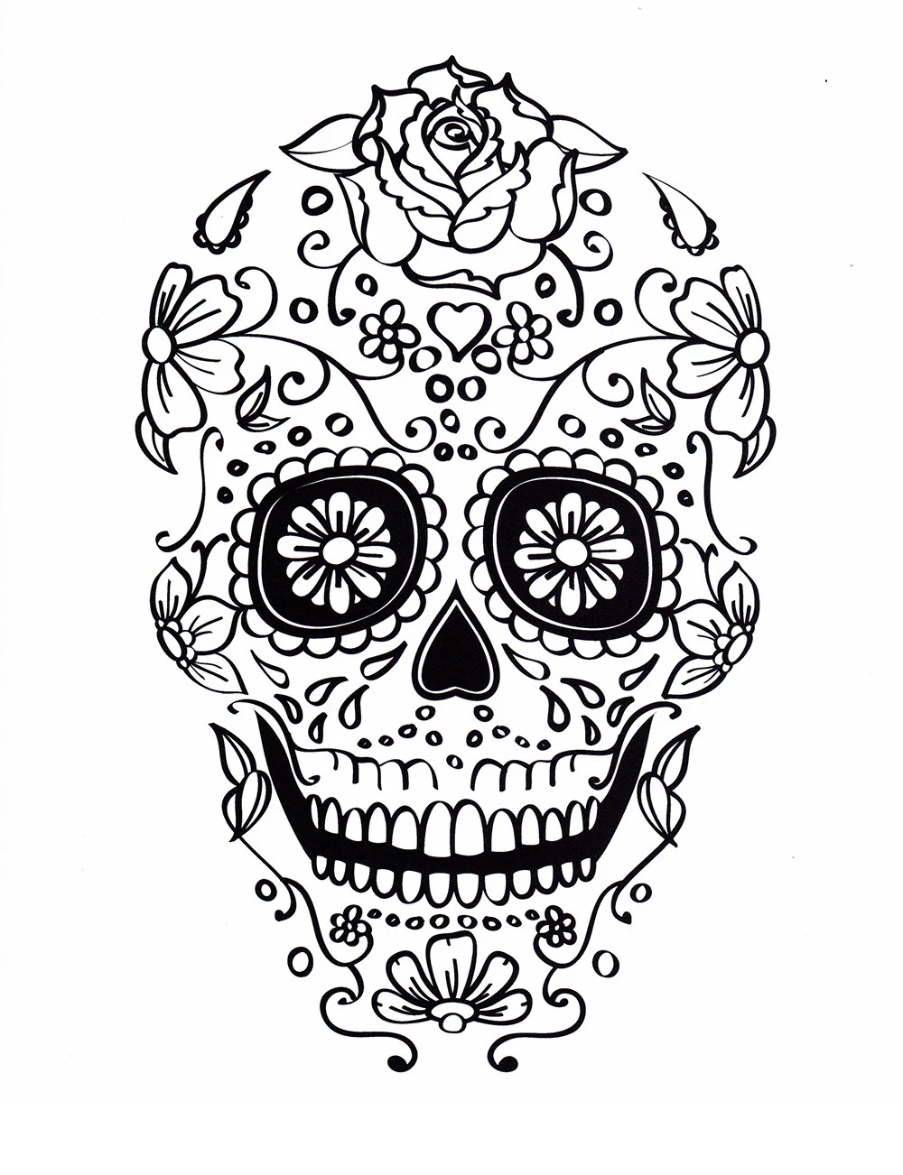 Skull Coloring Pages Dia De Los Muertos Day Of The Dead Halloween Arts And Crafts Printable Digital Download No 482 Etsy