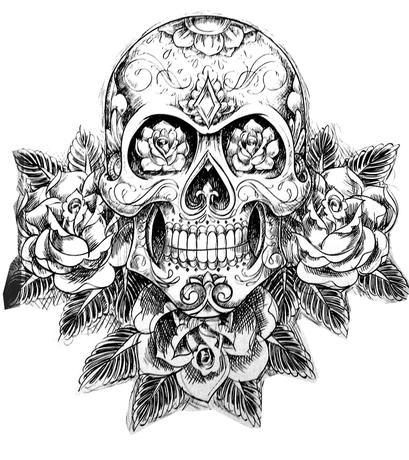 Skull Rose Tattoo Coloring Pages Skull Rose Tattoo Coloring Pages