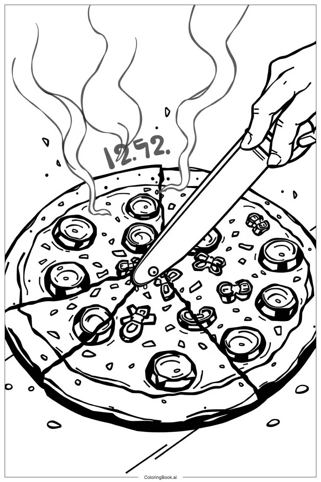 Slicing A Hot Pizza 2 Coloring Page Free PDF PNG Printable Slicing A Hot Pizza 2 Coloring Page Free PDF PNG Printable