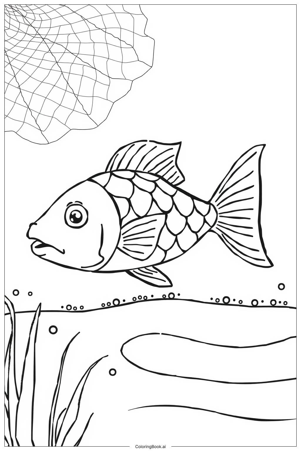 Slippery Fish Escaping The Net Coloring Page Free PDF PNG Printable Slippery Fish Escaping The Net Coloring Page Free PDF PNG Printable