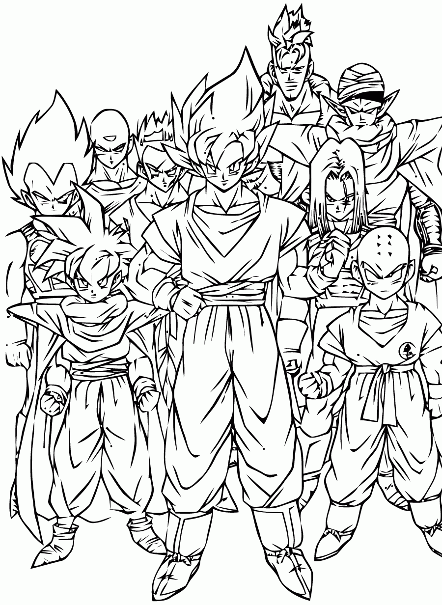 Songoku Vegeta Krilin Picolo Tenchinan Yamcha Trunks And C 16 Dragon Ball Coloring Pages Songoku Vegeta Krilin Picolo Tenchinan Yamcha Trunks And C 16 Dragon Ball Coloring Pages