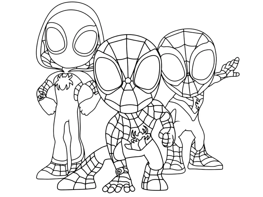 Spider Man Into The Spider Verse Characters In Kawaii Mode Spider Man Into The Spider Verse Coloring Pages