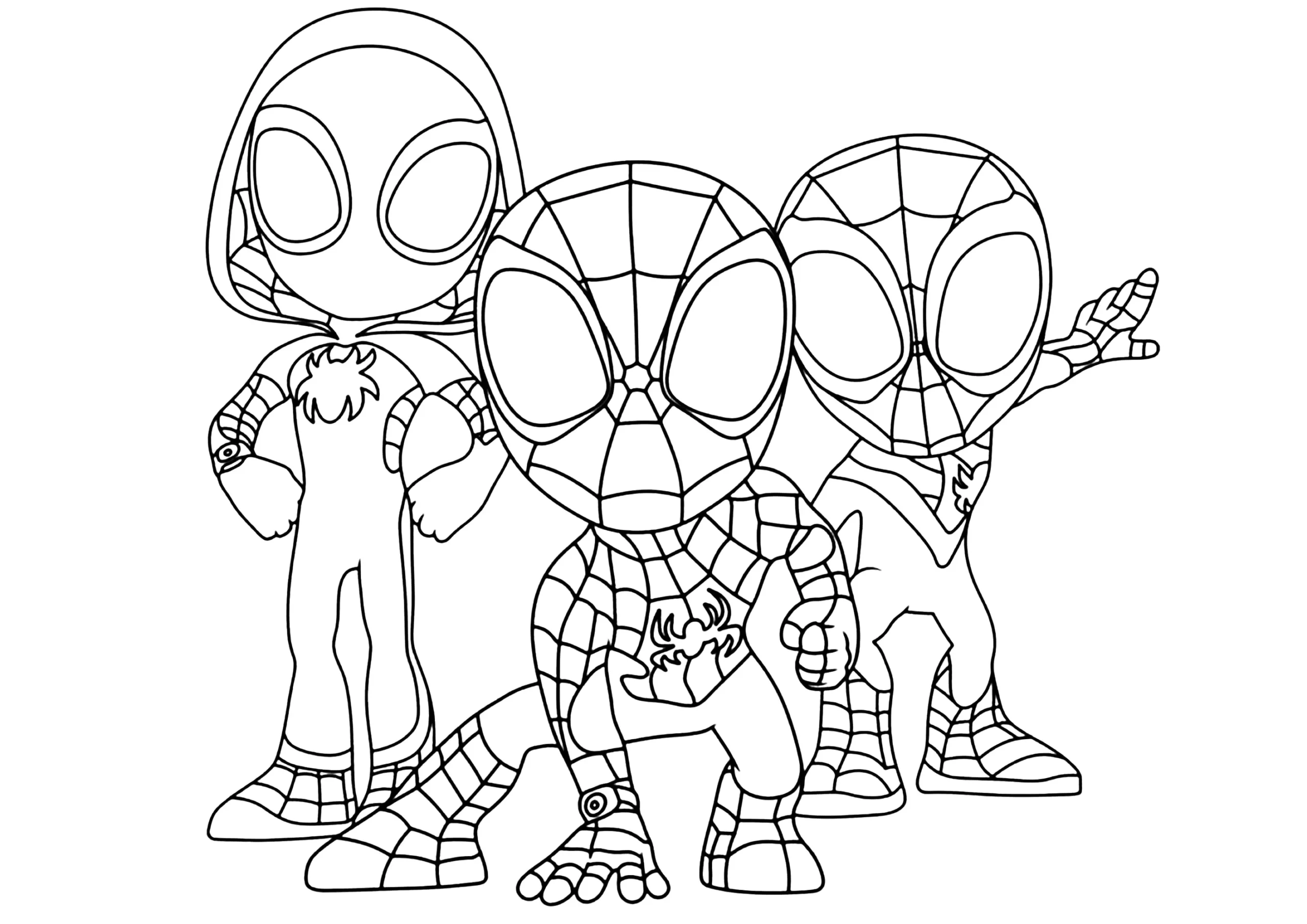 Spider Man Into The Spider Verse Characters In Kawaii Mode Spider Man Into The Spider Verse Coloring Pages