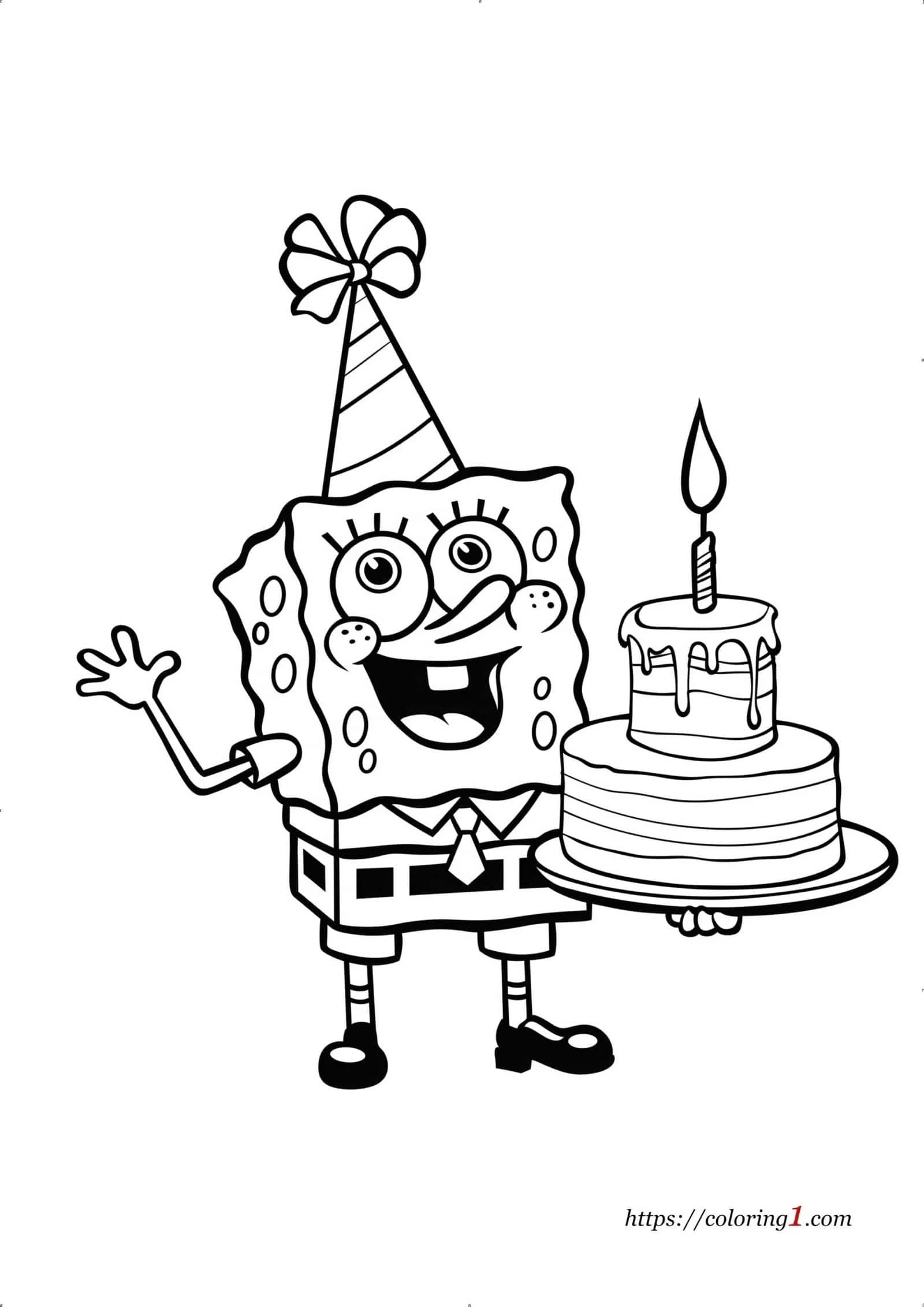 SpongeBob Birthday Coloring Page Free Coloring Sheet 2024 