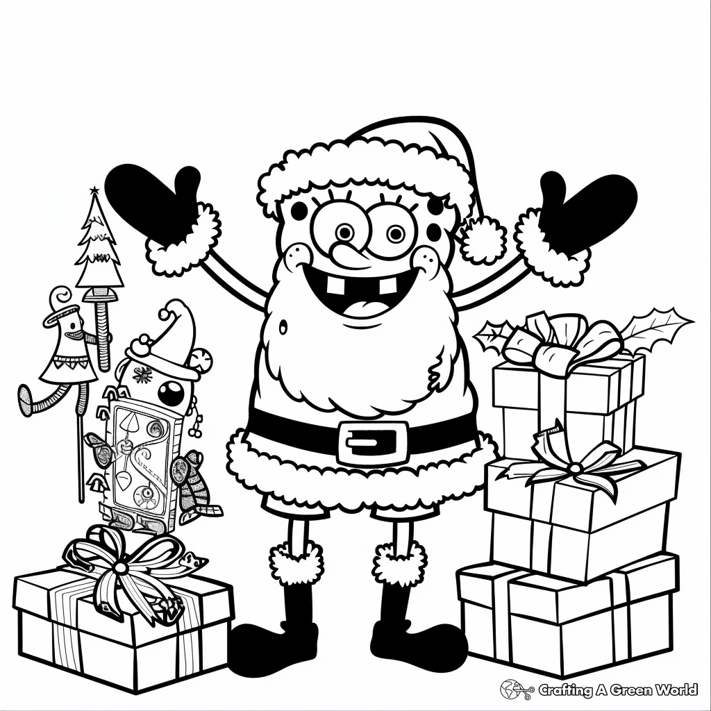 Spongebob Christmas Coloring Pages Free Printable 