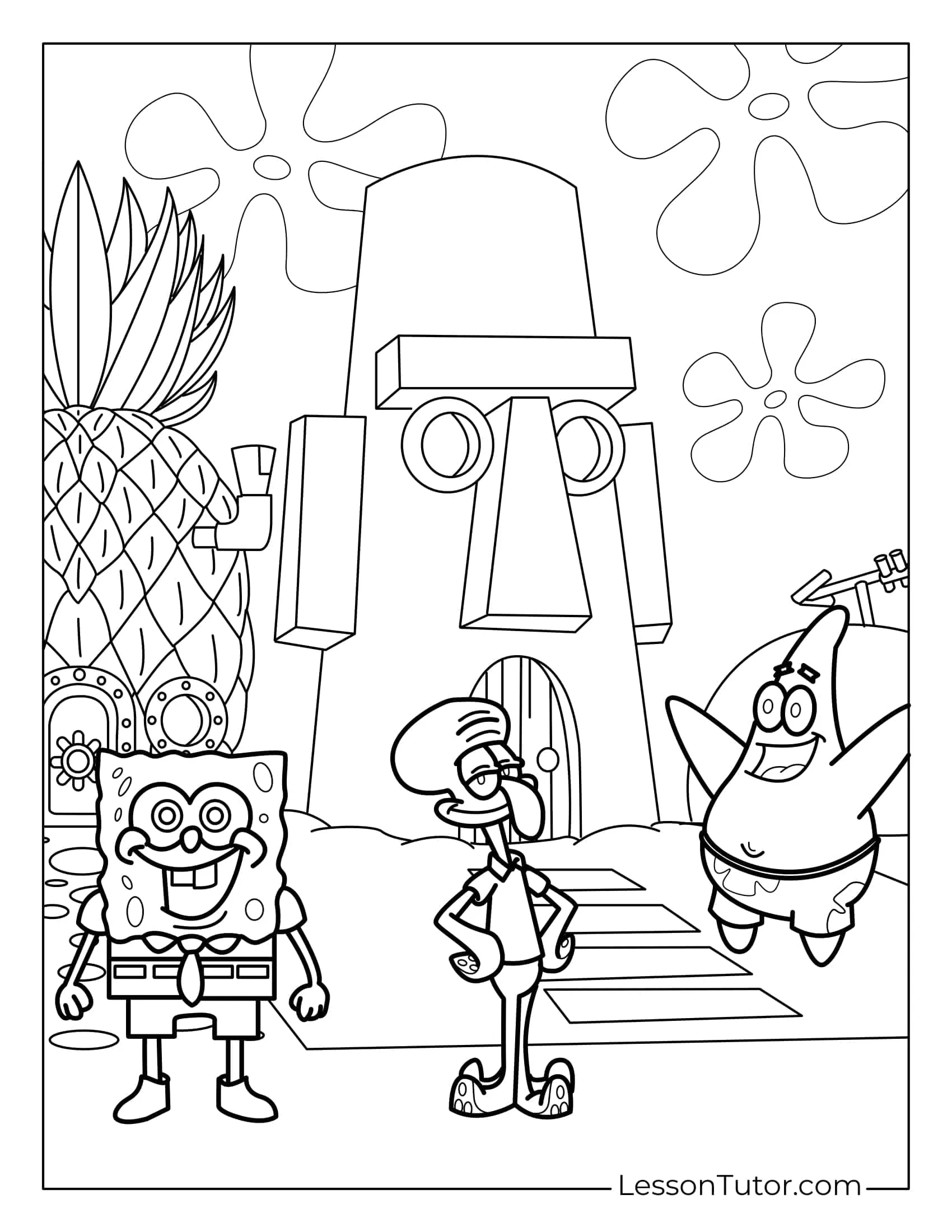 SpongeBob Houses Coloring Pages Lesson Tutor