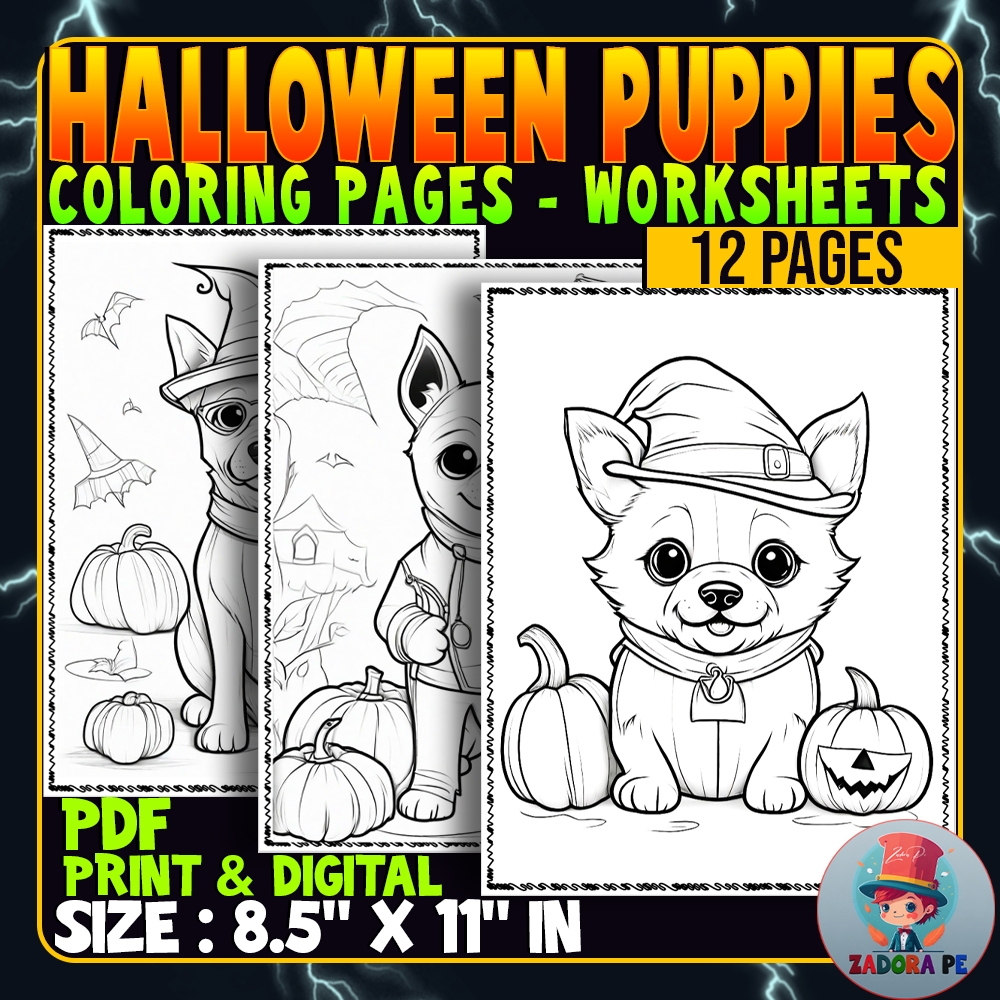 Spooky Paws 12 Halloween Puppies Coloring Pages Worksheets October Made By Teachers Spooky Paws 12 Halloween Puppies Coloring Pages Worksheets October Made By Teachers