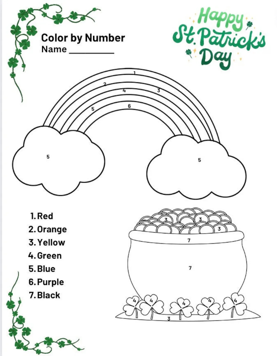 St. Patrick's Day Coloring Pages Color By Number St. Patrick's Day Coloring Pages Color By Number