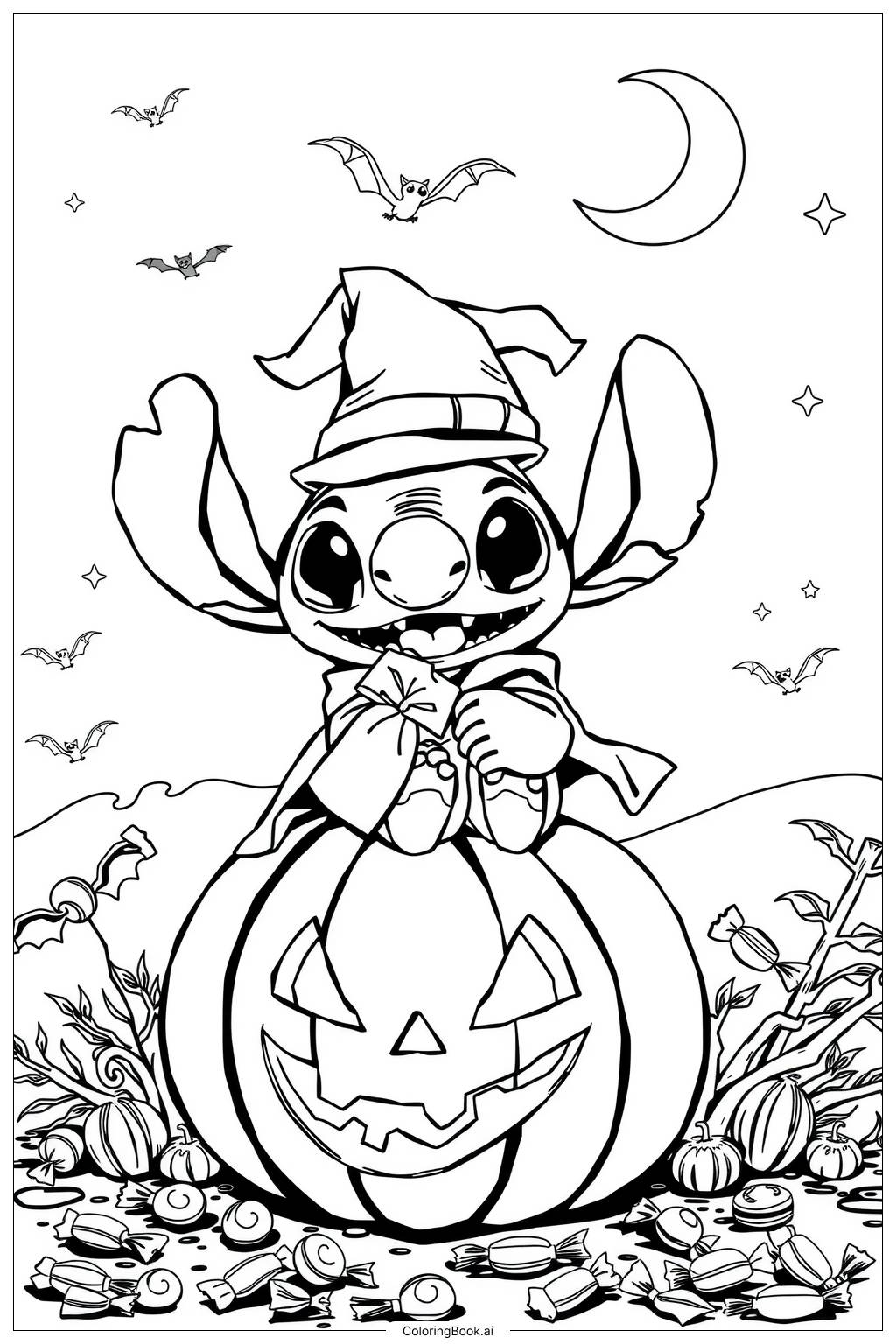 Stitch Drinking Boba Coloring Page Free PDF PNG Printable 