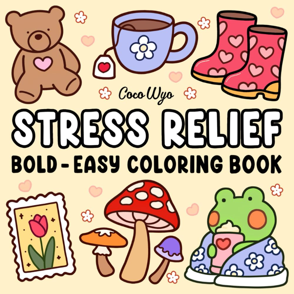 Stress Relief Coloring Book For Adults And Kids Bold And Easy Simple And Big EBay Stress Relief Coloring Book For Adults And Kids Bold And Easy Simple And Big EBay