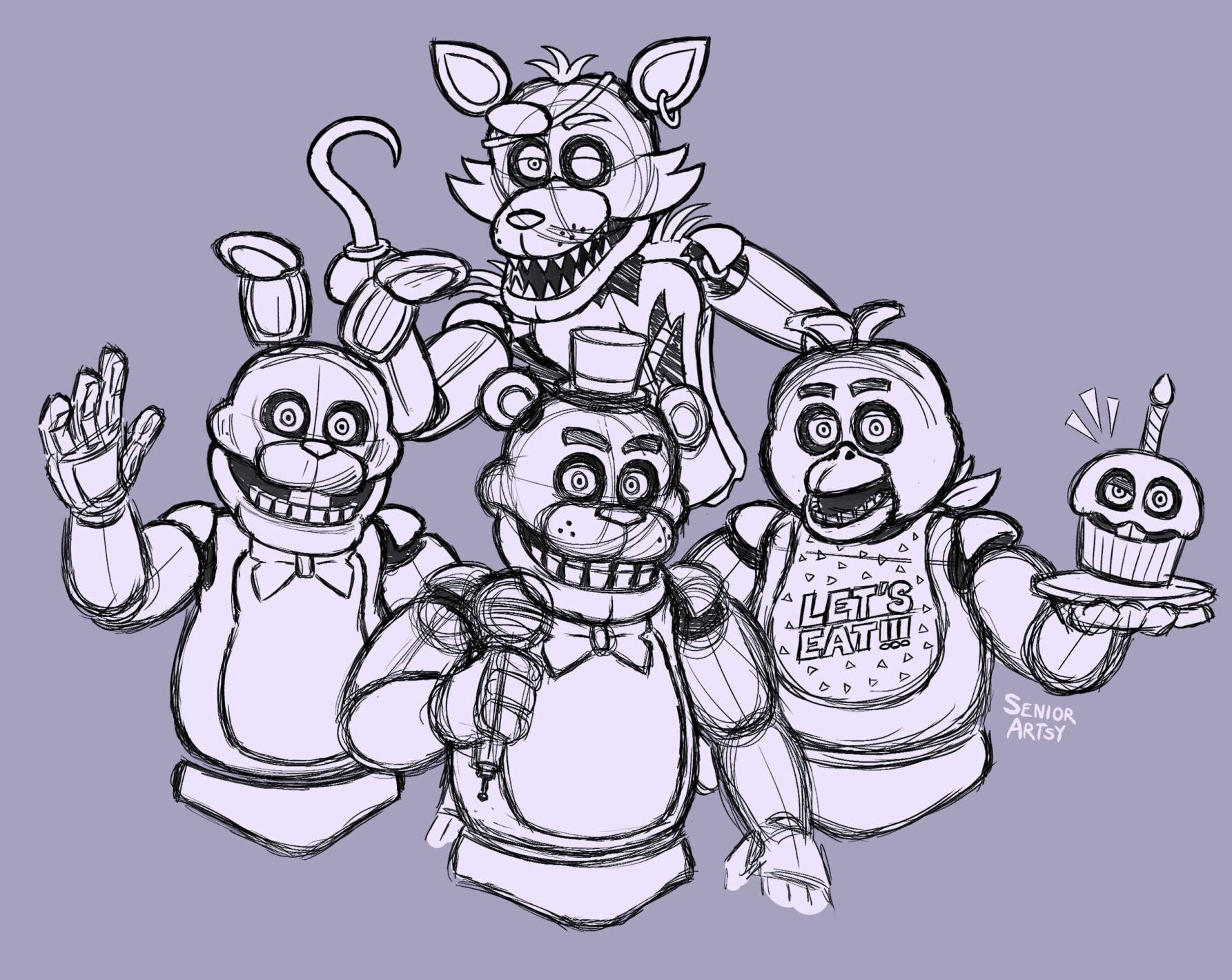 Stylized FNaF 1 Sketches R fivenightsatfreddys