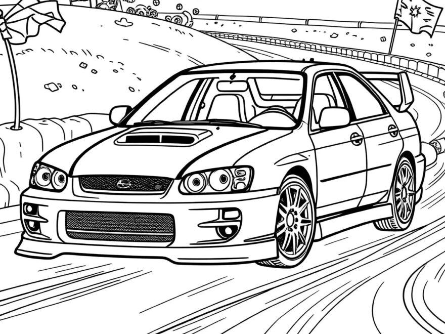 Subaru Sports Car Coloring Pages 30 Printable Car Coloring Pages For Kids Adults Of The 1999 Subaru Impreza WRX Etsy
