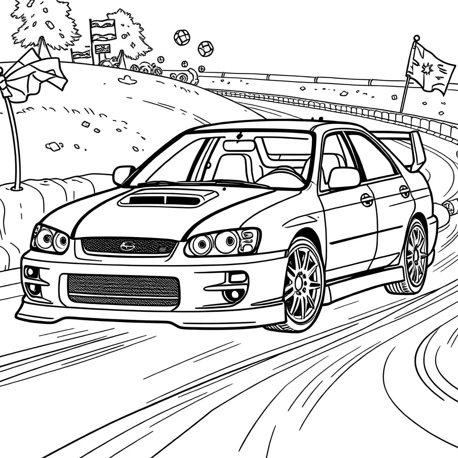 Subaru Sports Car Coloring Pages 30 Printable Car Coloring Pages For Kids Adults Of The 1999 Subaru Impreza WRX Etsy