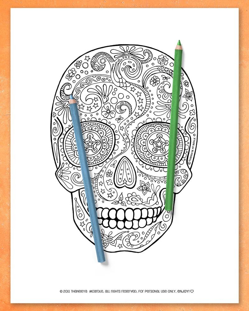 Sugar Skull Coloring Pages Detailed Day Of The Dead Coloring Pages By Thaneeya McArdle Art Is Fun