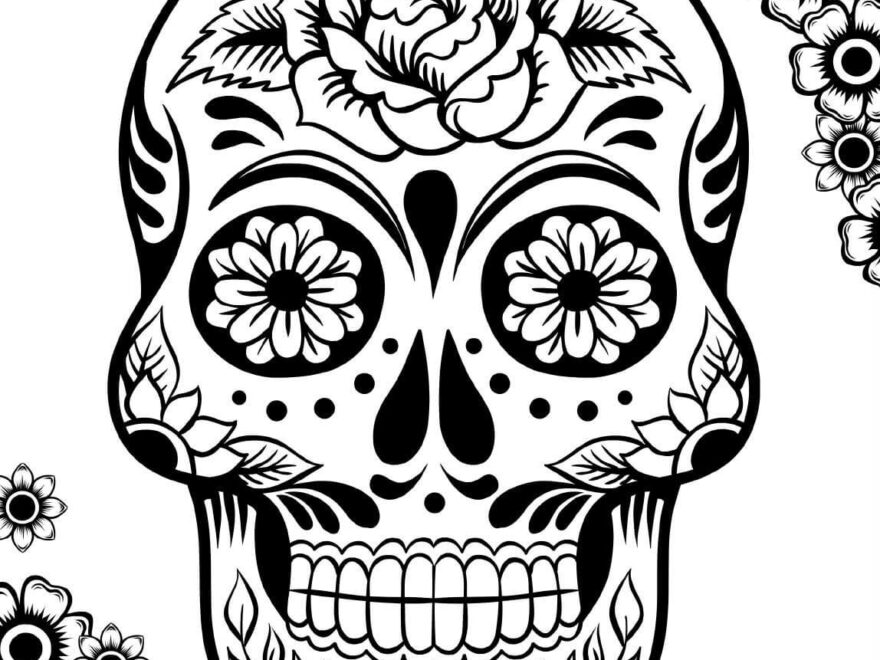 Sugar Skull Flower Tattoo Coloring Page Download Print Or Color Online For Free