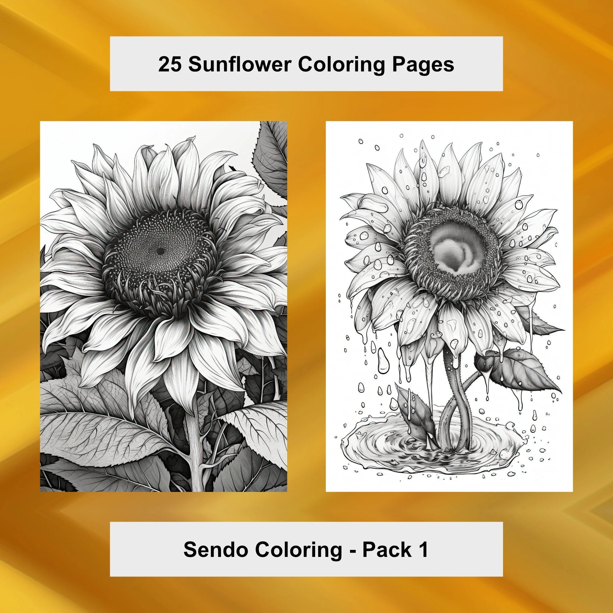 Sunflower Coloring Pages 25 Printable PDF Coloring Pages Sunflower Pack Instant Download PDF Coloring Print Etsy