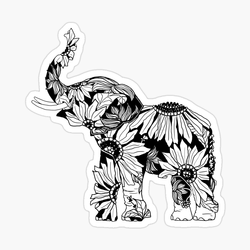 Sunflower Elephant B W Magnet For Sale By YelloJelly Redbubble Sunflower Elephant B W Magnet For Sale By YelloJelly Redbubble
