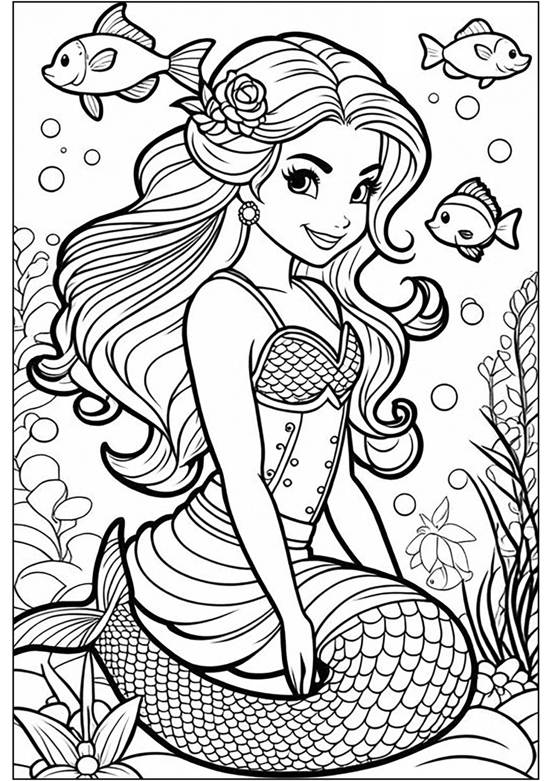 Superb Mermaid And Fish Mermaid Coloring Pages For Adults Superb Mermaid And Fish Mermaid Coloring Pages For Adults