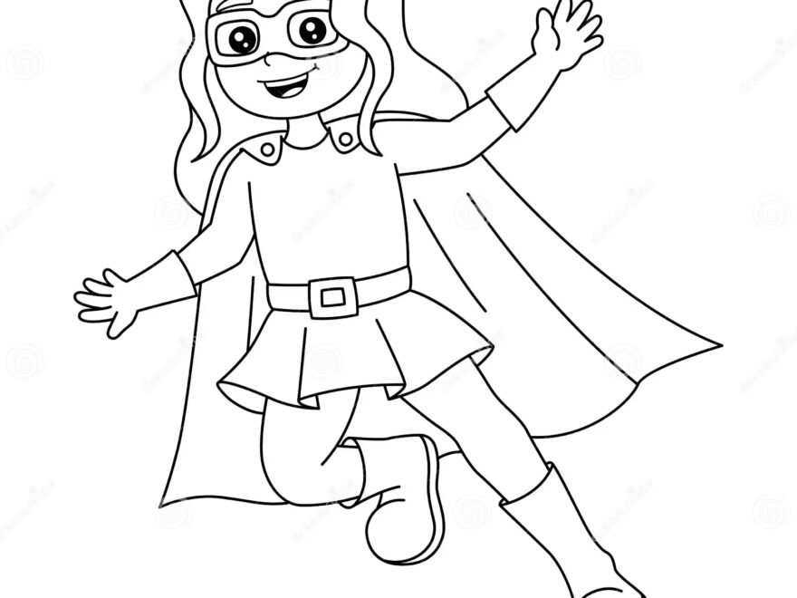 Superhero Girl Coloring Page Isolated For Kids Stock Vector Illustration Of Kids Fighter 244850469