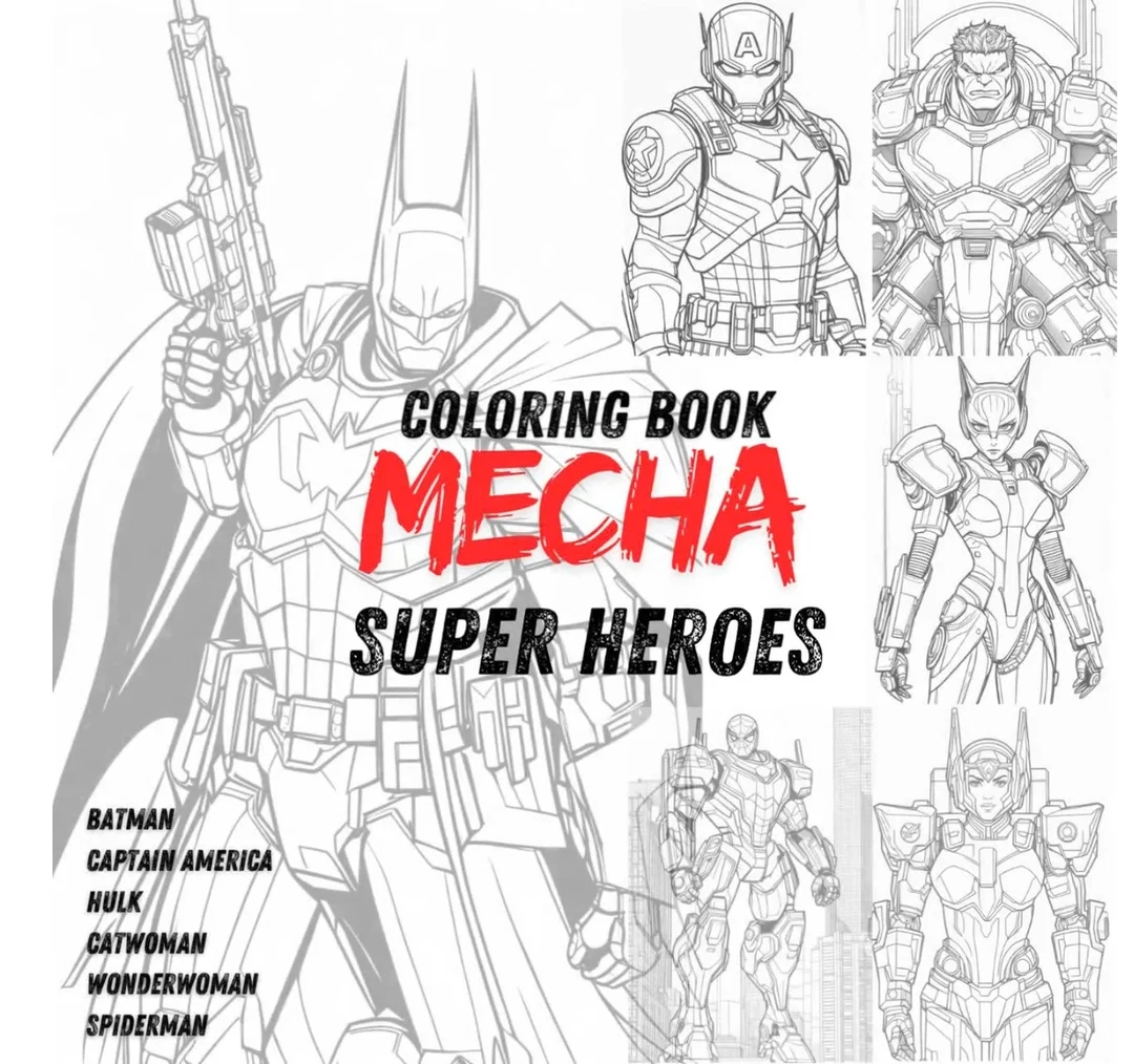 Superheroes Mecha Style Digital Coloring Book PDF Download Etsy Superheroes Mecha Style Digital Coloring Book PDF Download Etsy