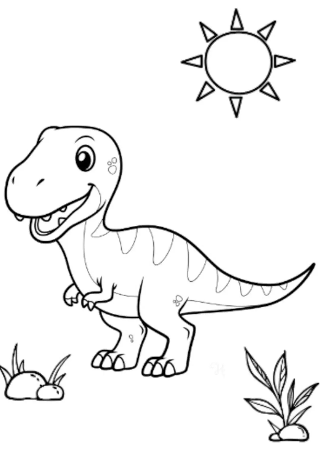T Rex Digital Coloring Print Etsy