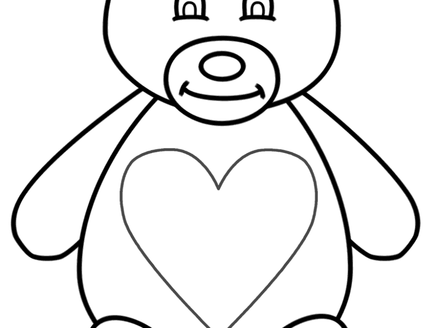 Teddy Bear With Large Heart Coloring Page Animals