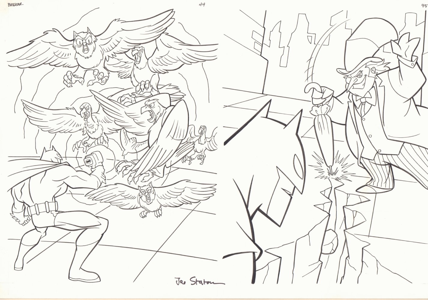 The Batman With Batgear Vs The Penguin Coloring Activity Book Pgs 44 45 Double Page Spread Signed By Joe Staton The Batman With Batgear Vs The Penguin Coloring Activity Book Pgs 44 45 Double Page Spread Signed By Joe Staton
