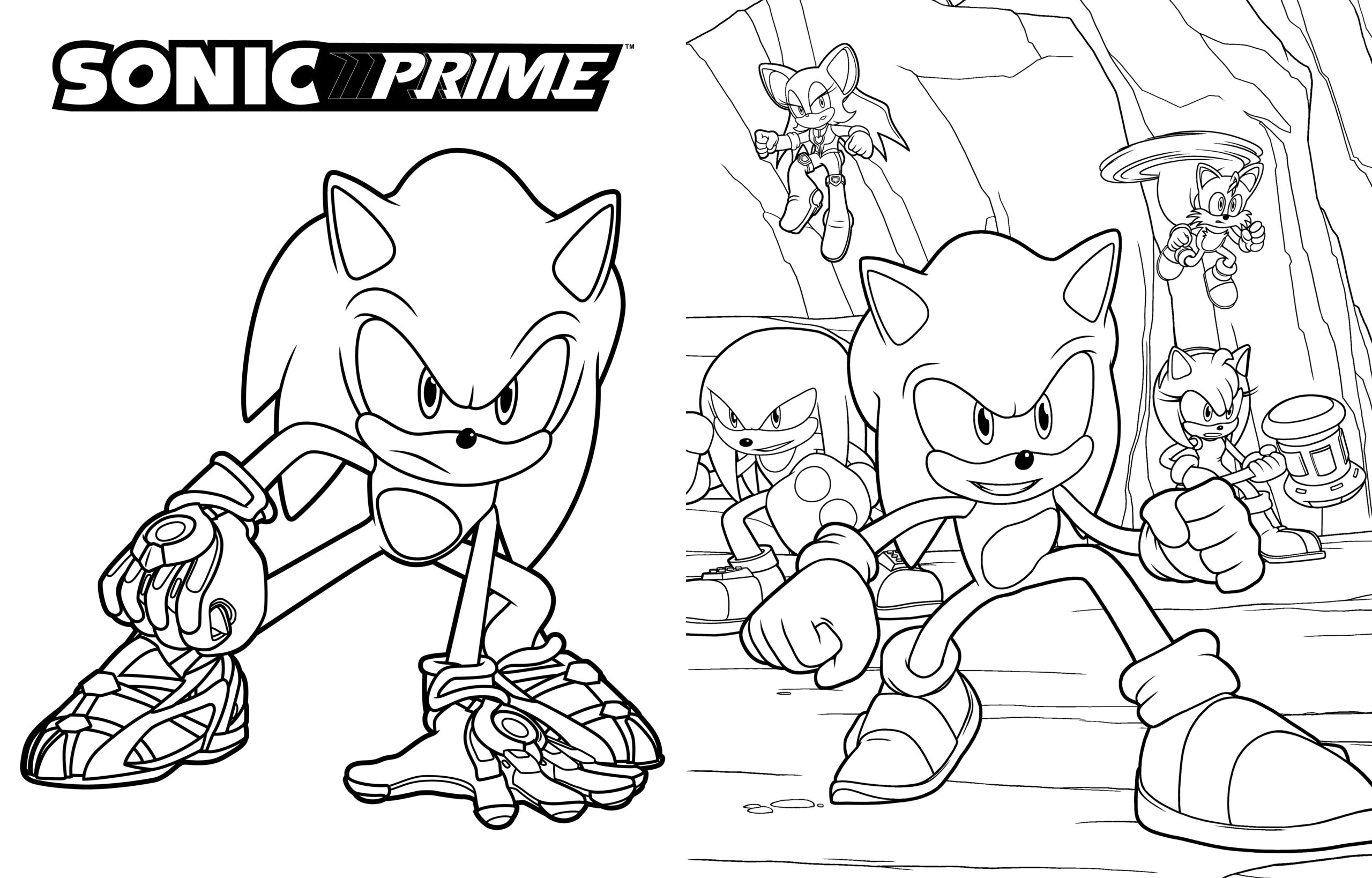 Sonic Prime. Nine Coloring Pages