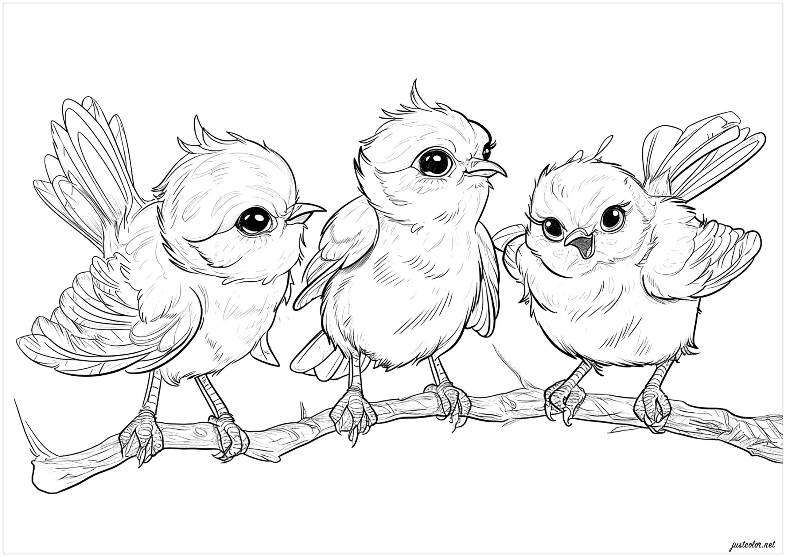 Three Pretty Little Birds Bird Coloring Pages Three Pretty Little Birds Bird Coloring Pages