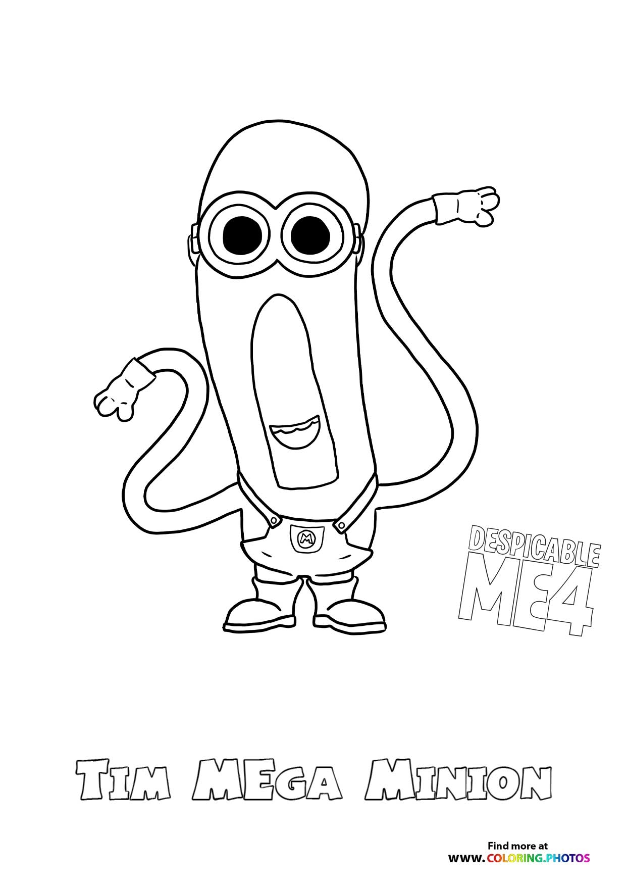 Tim Mega Minion Despicable Me 4 Coloring Pages For Kids Tim Mega Minion Despicable Me 4 Coloring Pages For Kids