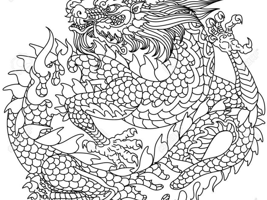 Traditional Chinese Or East Asian Dragon Outline Vector Illustration Royalty Free SVG Cliparts Vectors And Stock Illustration Image 165410477