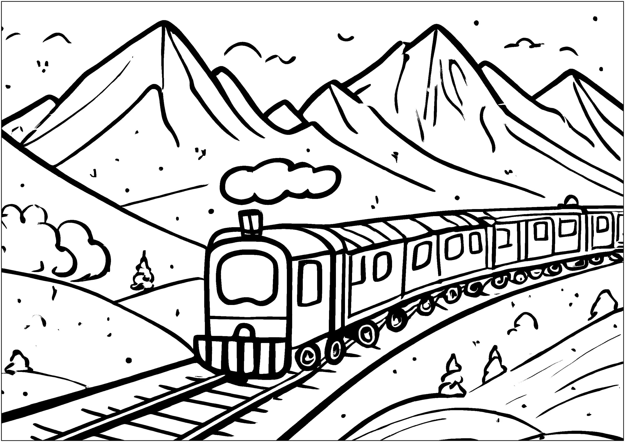 train in the mountains in a very childlike drawing style transport coloring pages train in the mountains in a very childlike drawing style transport coloring pages
