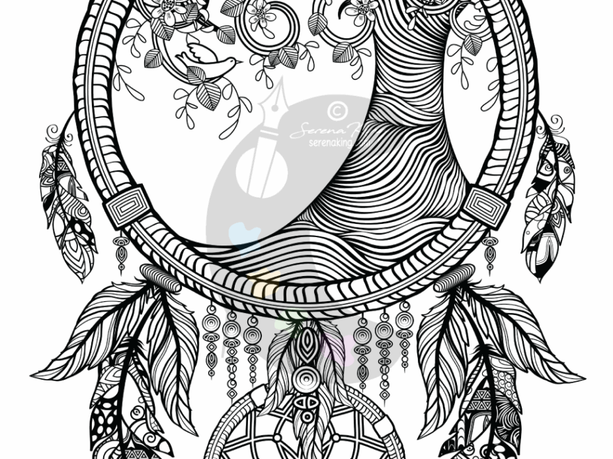 Tree Dreamcatcher Coloring Page Serena King