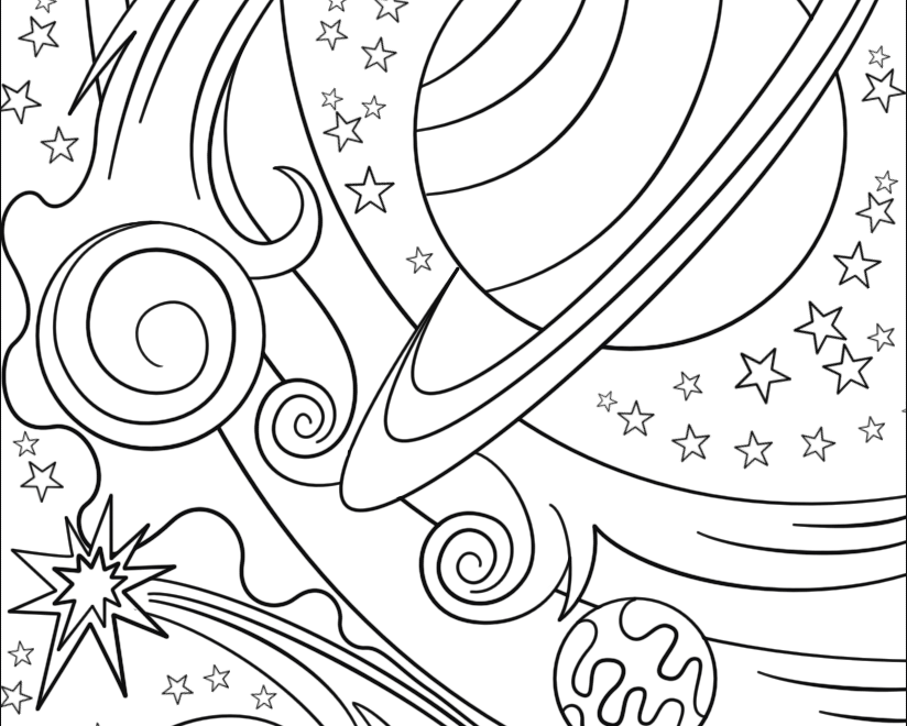 Trippy Space Rocket And Planets Coloring Page Free Printable Coloring Pages