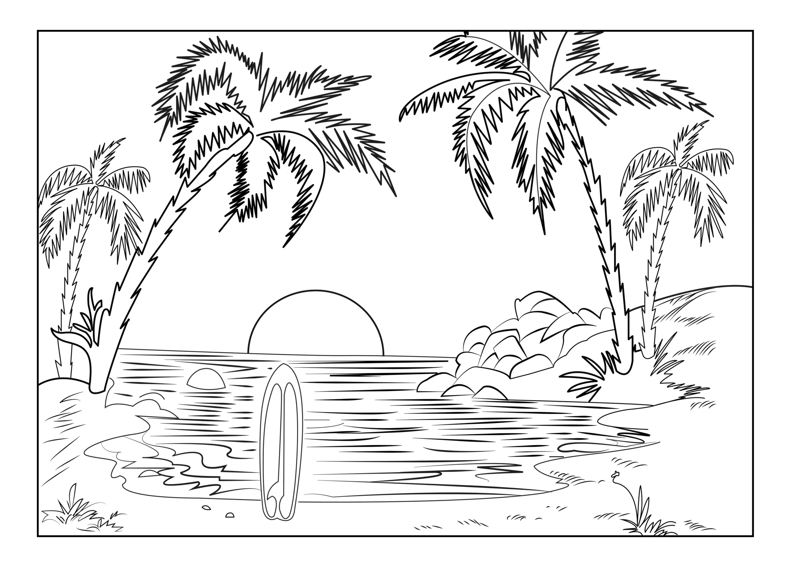 Tropical Paradise Island Landscape Coloring Pages Tropical Paradise Island Landscape Coloring Pages