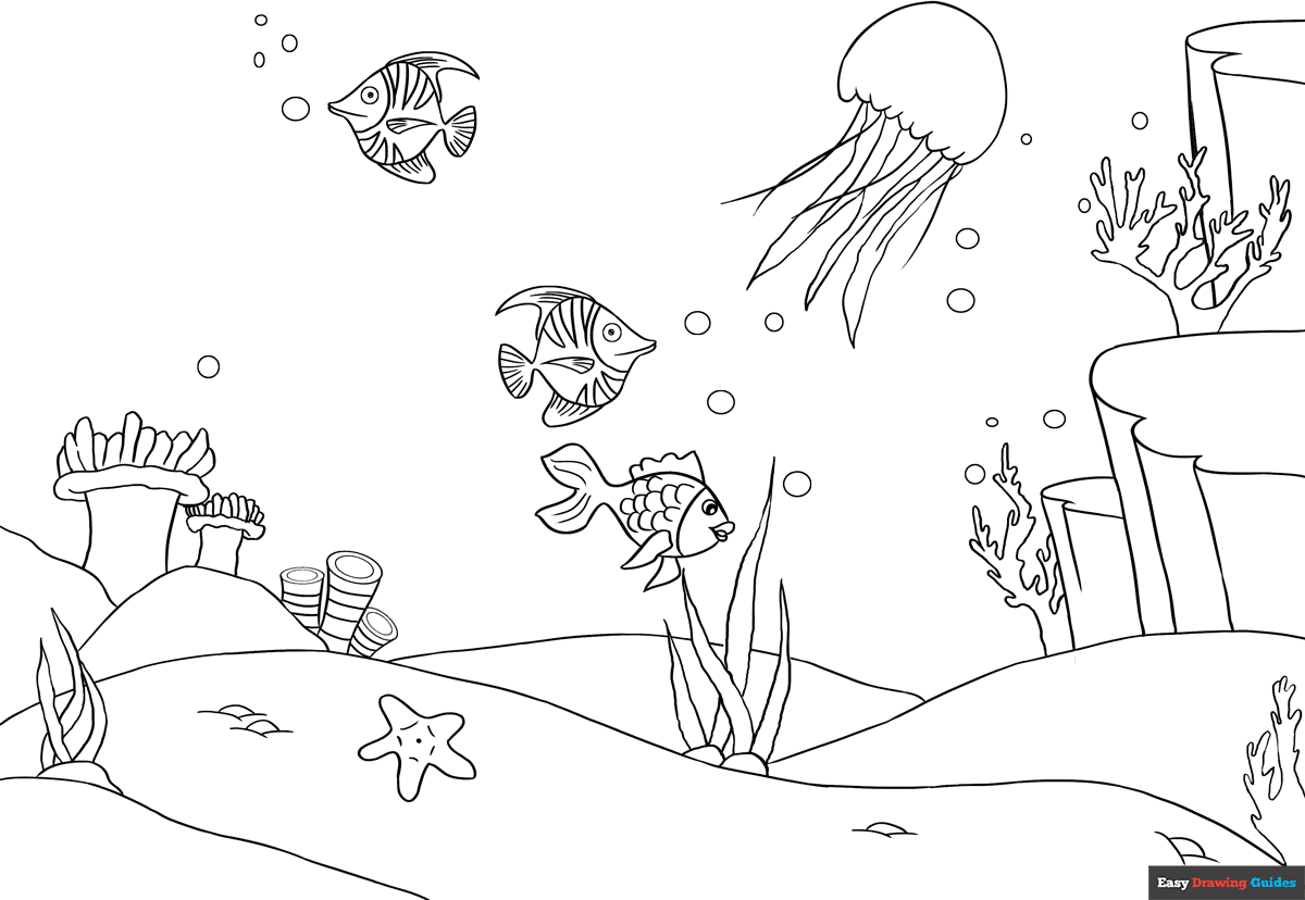 Underwater Scene Coloring Page Easy Drawing Guides Underwater Scene Coloring Page Easy Drawing Guides