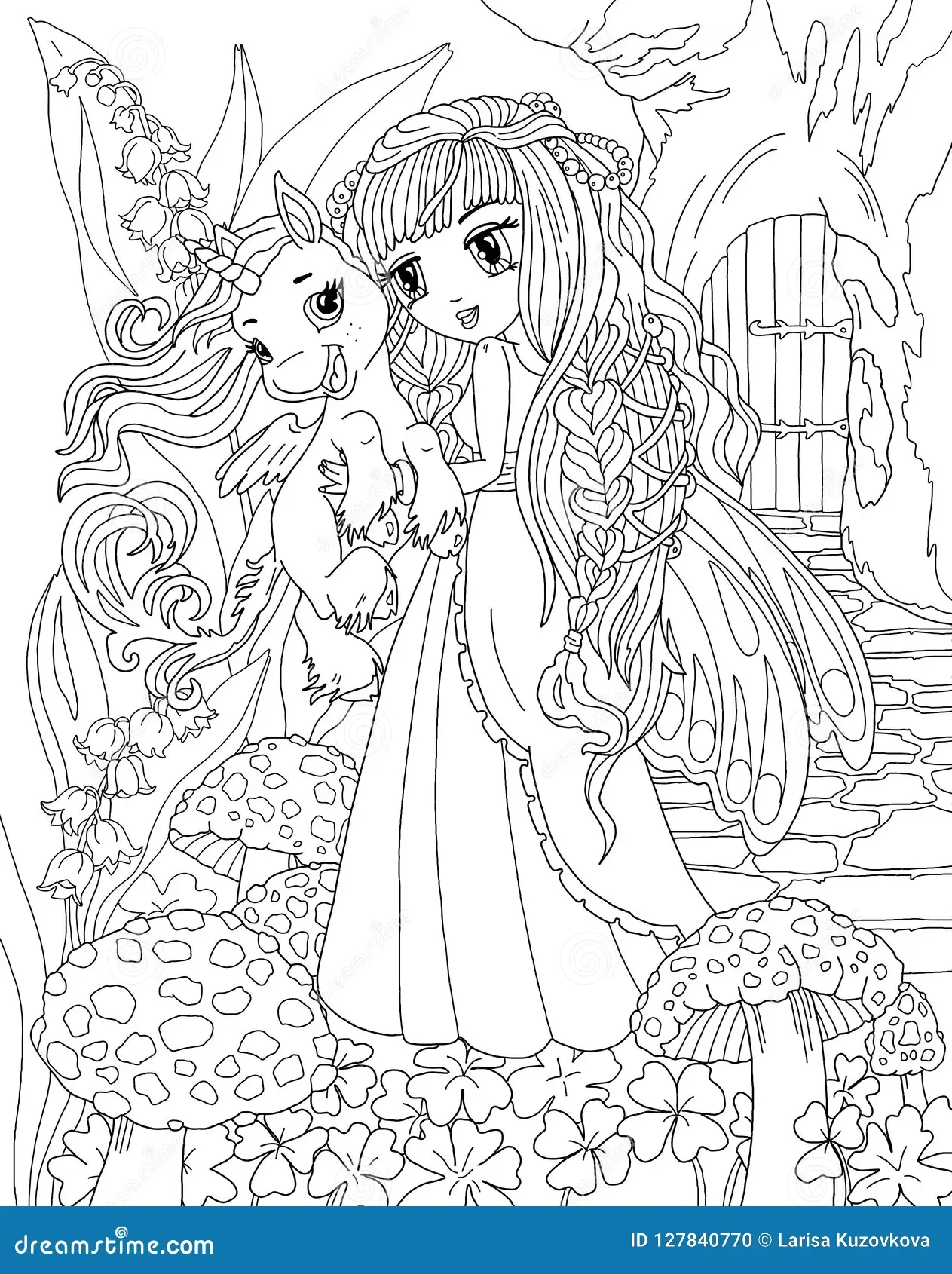 Fairies And Unicorns Coloring Pages