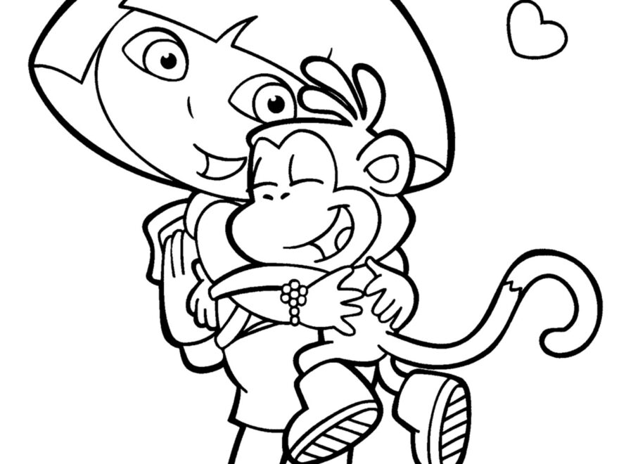 Valentines Dora The Explorer Coloring Pages For Kids
