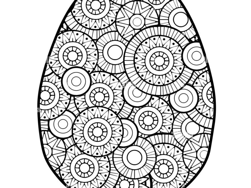 Vector Coloring Page Black Contour Detailed Easter Egg In Mandala Style On White Background Stock Vector Image Art Alamy