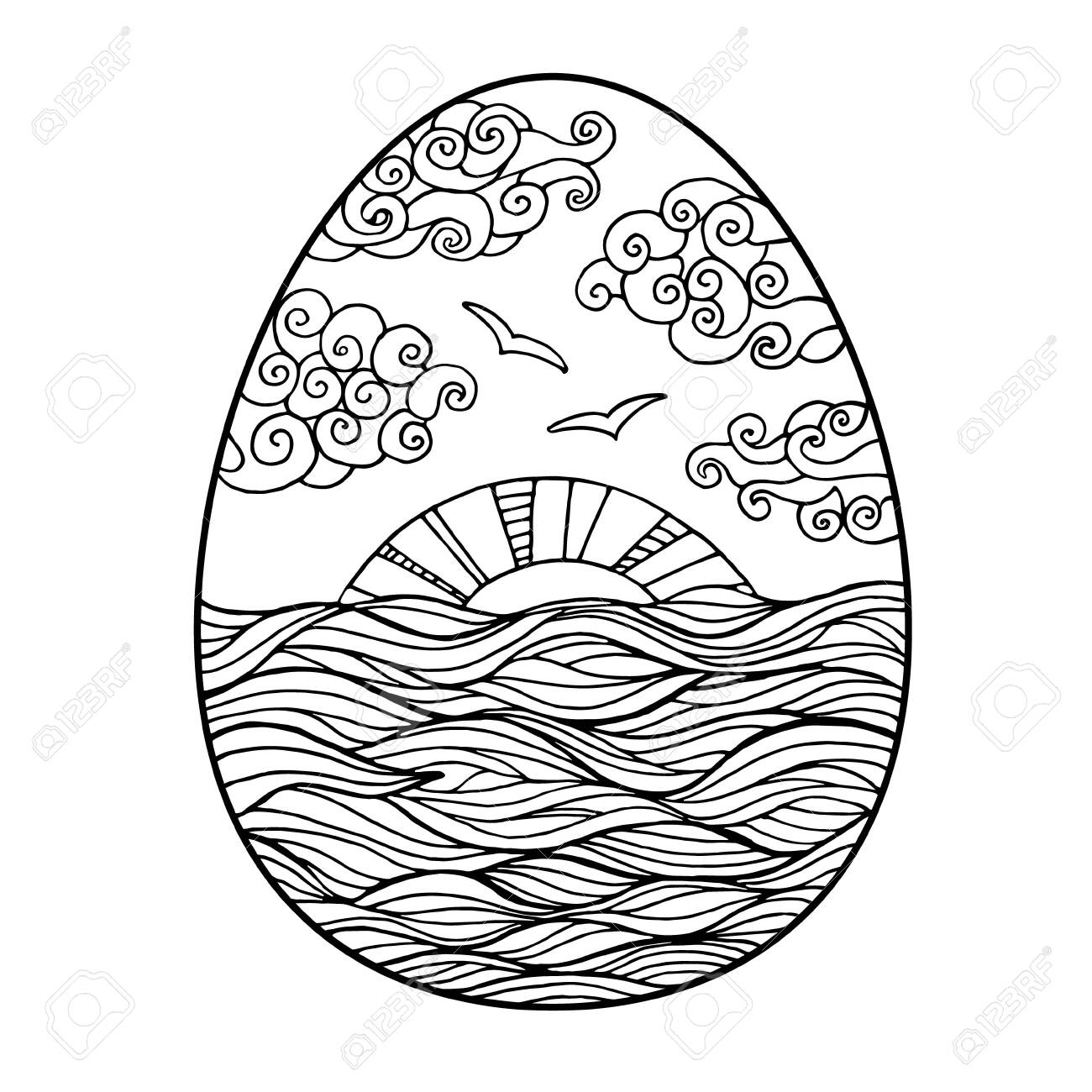 Vector Easter Coloring Page Sunset In Egg Shape Royalty Free SVG Cliparts Vectors And Stock Illustration Image 152748869 Vector Easter Coloring Page Sunset In Egg Shape Royalty Free SVG Cliparts Vectors And Stock Illustration Image 152748869