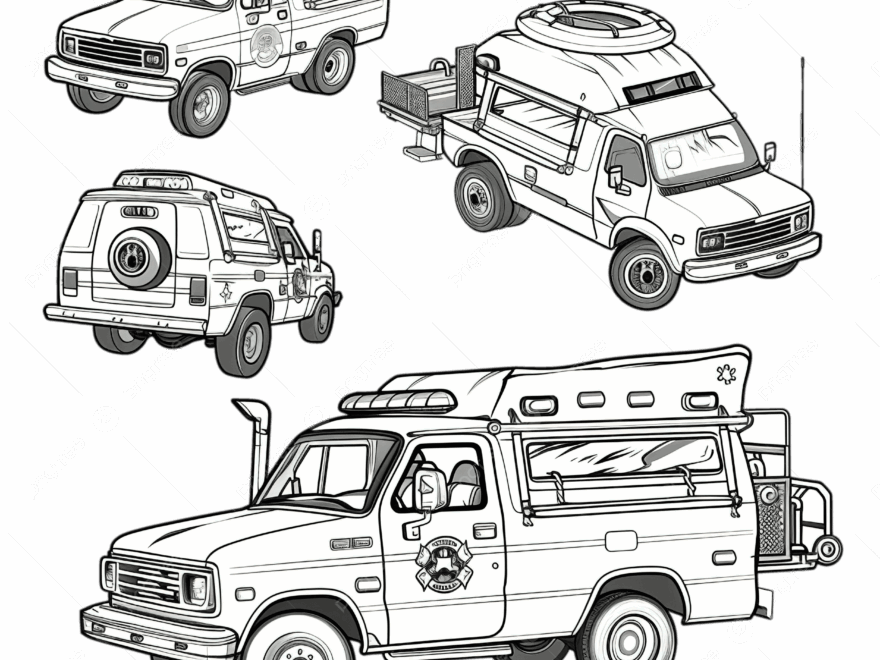 Vector Of Cartoon Rescue Vehicle Team Coloring Book Or Page Book Clipart Team Clipart Cartoon Clipart PNG Transparent Image And Clipart For Free Download