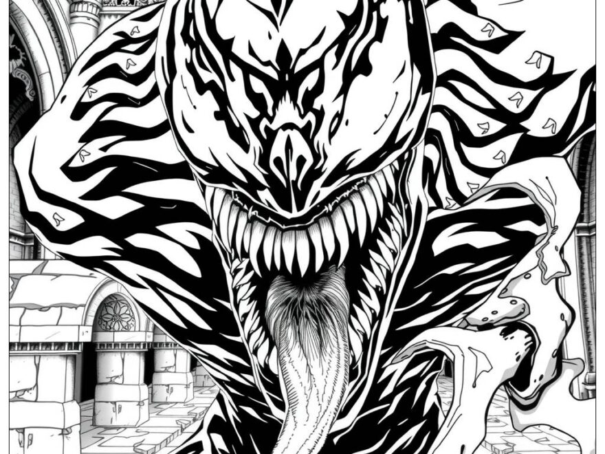 Venom Symbiote Transformation 2 Coloring Page Free PDF PNG Printable