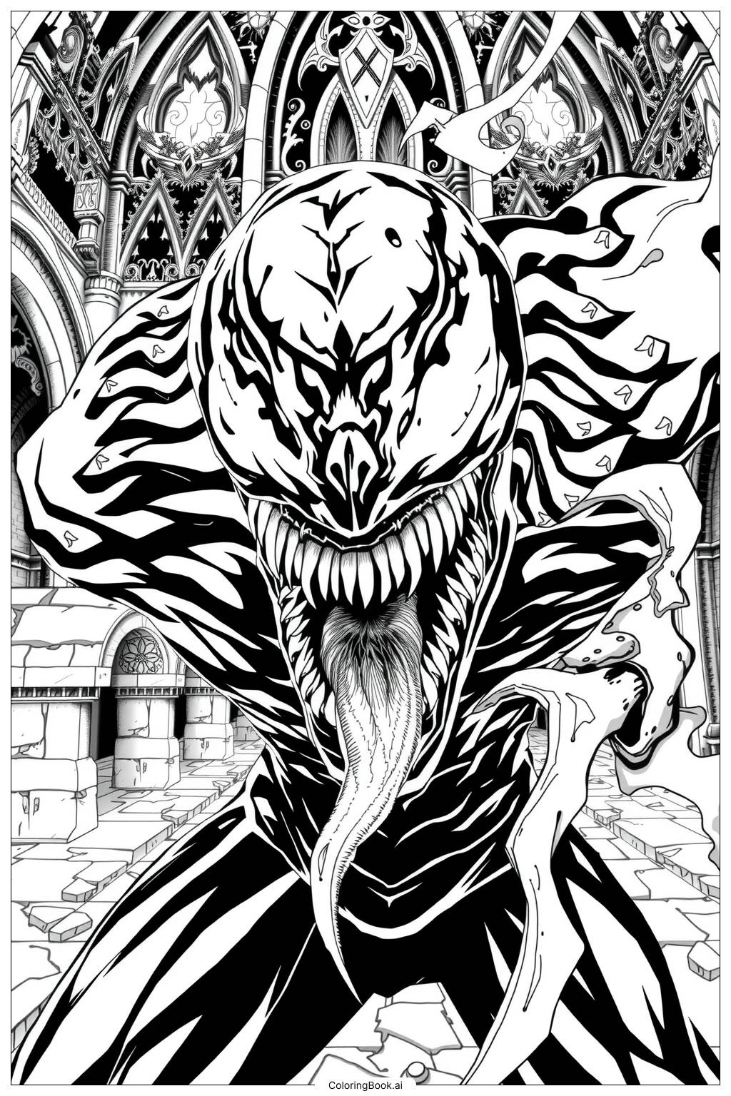 Venom Symbiote Transformation 2 Coloring Page Free PDF PNG Printable 